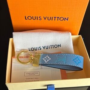 ⚜️LV Blue and Gold Monogram upcycled Keychain ⚜️